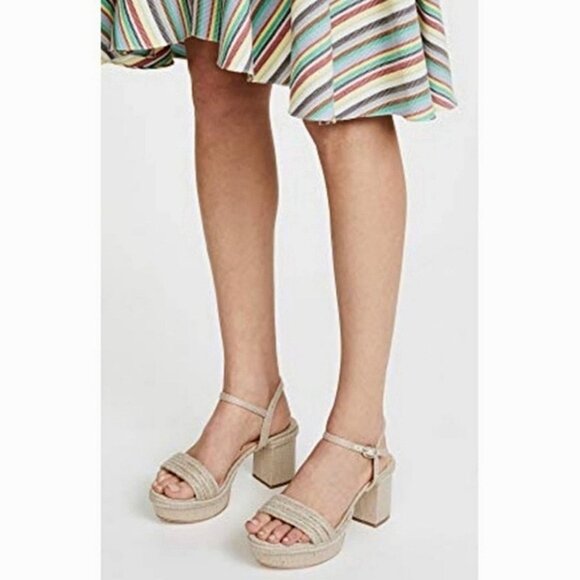 NEW Isa Tapia Prado Raffia Platform Sandals Sz 8.5 Beach Resort Coastal - Picture 2 of 11